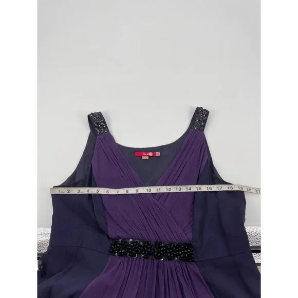 Boden Sleeveless Formal Chiffon Dress Size 14 100% Silk Purple Embellished Waist - Picture 7 of 9